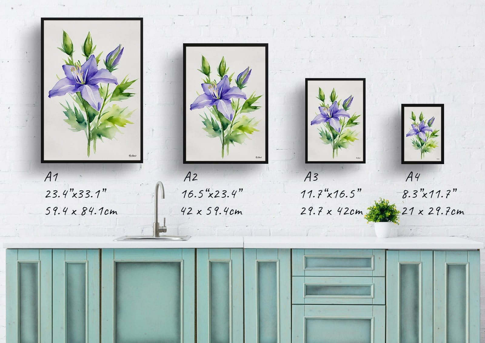 Bellflower (Campanula) Watercolour Botanical Art Print - Canterbury-bells Minimalist Framed Plant Wall Art 14 Bellflower (Campanula) Watercolour Botanical Art Print - Canterbury-bells Minimalist Framed Plant Wall Art - Image 12