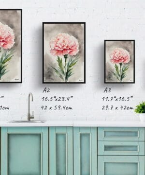 Pink Carnation Watercolour Botanical Art Print - Dianthus Gillyflower Framed Plant Wall Art 21 Pink Carnation Watercolour Botanical Art Print - Dianthus Gillyflower Framed Plant Wall Art - Image 8