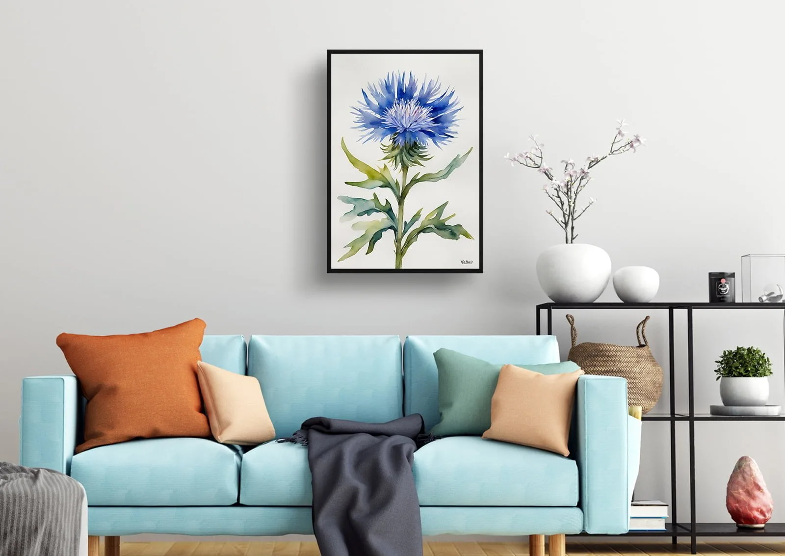 Cornflower Watercolour Botanical Art Print - Centaurea cyanus Blue Boy Minimalist Framed Plant Wall Art 12 Cornflower Watercolour Botanical Art Print - Centaurea cyanus Blue Boy Minimalist Framed Plant Wall Art - Image 10