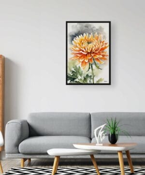 Asteraceae Watercolour Botanical Art Print - Chrysanthemum Framed Plant Wall Art 20 Asteraceae Watercolour Botanical Art Print - Chrysanthemum Framed Plant Wall Art - Image 7