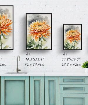 Asteraceae Watercolour Botanical Art Print - Chrysanthemum Framed Plant Wall Art 21 Asteraceae Watercolour Botanical Art Print - Chrysanthemum Framed Plant Wall Art - Image 8
