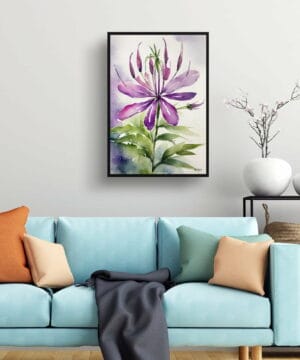 Spider flower (Cleome) Watercolour Botanical Art Print - Violet Queen Framed Plant Wall Art 23 Spider flower (Cleome) Watercolour Botanical Art Print - Violet Queen Framed Plant Wall Art - Image 10
