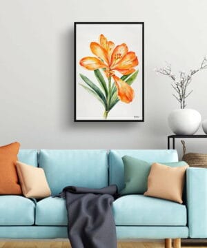 Natal lily Watercolour Botanical Art Print - Clivia Minimalist Framed Plant Wall Art 19 Natal lily Watercolour Botanical Art Print - Clivia Minimalist Framed Plant Wall Art - Image 6