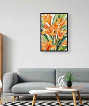 Natal lily Watercolour Botanical Art Print - Clivia Framed Plant Wall Art 24 Natal lily Watercolour Botanical Art Print - Clivia Framed Plant Wall Art - Image 11