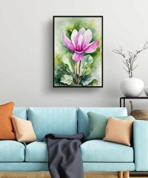 Cyclamen Persicum Watercolour Botanical Art Print - Persian Violet Framed Plant Wall Art - Image 10