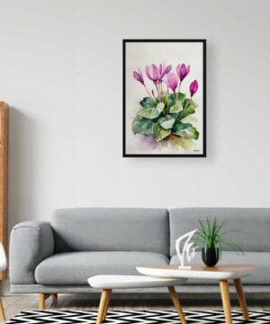 Cyclamen Persicum Watercolour Botanical Art Print - Persian Violet Minimalist Framed Plant Wall Art 24 Cyclamen Persicum Watercolour Botanical Art Print - Persian Violet Minimalist Framed Plant Wall Art - Image 11