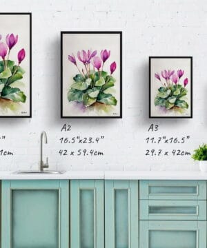 Cyclamen Persicum Watercolour Botanical Art Print - Persian Violet Minimalist Framed Plant Wall Art 25 Cyclamen Persicum Watercolour Botanical Art Print - Persian Violet Minimalist Framed Plant Wall Art - Image 12