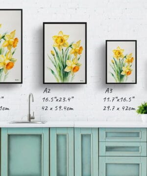 Narcissus Jonquil Watercolour Botanical Art Print - Daffodil Minimalist Framed Plant Wall Art 21 Narcissus Jonquil Watercolour Botanical Art Print - Daffodil Minimalist Framed Plant Wall Art - Image 8