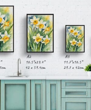 Narcissus Jonquil Watercolour Botanical Art Print - Daffodil Framed Plant Wall Art 25 Narcissus Jonquil Watercolour Botanical Art Print - Daffodil Framed Plant Wall Art - Image 12