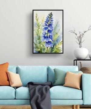 Delphinium Watercolour Botanical Art Print - Larkspur Framed Plant Wall Art 19 Delphinium Watercolour Botanical Art Print - Larkspur Framed Plant Wall Art - Image 6