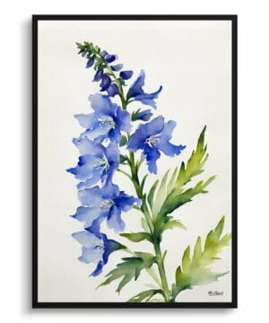 Delphinium Watercolour Botanical Art Print - Larkspur Minimalist Framed Plant Wall Art 18 Delphinium Watercolour Botanical Art Print - Larkspur Minimalist Framed Plant Wall Art - Image 5