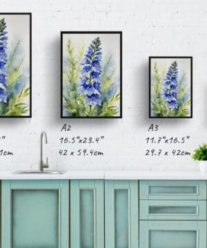 Delphinium Watercolour Botanical Art Print - Larkspur Framed Plant Wall Art 21 Delphinium Watercolour Botanical Art Print - Larkspur Framed Plant Wall Art - Image 8
