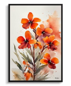 Wallflower Watercolour Botanical Art Print - Erysimum Winter Orchid Minimalist Framed Plant Wall Art 18 Wallflower Watercolour Botanical Art Print - Erysimum Winter Orchid Minimalist Framed Plant Wall Art - Image 5