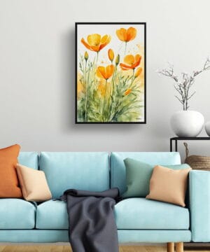 Californica Poppy Watercolour Botanical Art Print - Eschscholzia Framed Plant Wall Art 19 Californica Poppy Watercolour Botanical Art Print - Eschscholzia Framed Plant Wall Art - Image 6