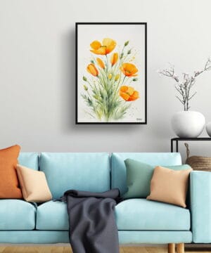 Californica Poppy Watercolour Botanical Art Print - Eschscholzia Minimalist Framed Plant Wall Art 23 Californica Poppy Watercolour Botanical Art Print - Eschscholzia Minimalist Framed Plant Wall Art - Image 10
