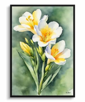 Cape-cowslip Watercolour Botanical Art Print - Freesia Framed Plant Wall Art 22 Cape-cowslip Watercolour Botanical Art Print - Freesia Framed Plant Wall Art - Image 9