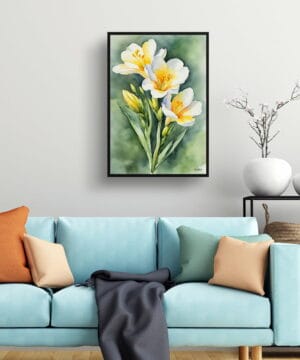 Cape-cowslip Watercolour Botanical Art Print - Freesia Framed Plant Wall Art 23 Cape-cowslip Watercolour Botanical Art Print - Freesia Framed Plant Wall Art - Image 10