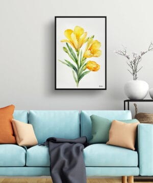 Cape-cowslip Watercolour Botanical Art Print - Freesia Minimalist Framed Plant Wall Art 19 Cape-cowslip Watercolour Botanical Art Print - Freesia Minimalist Framed Plant Wall Art - Image 6