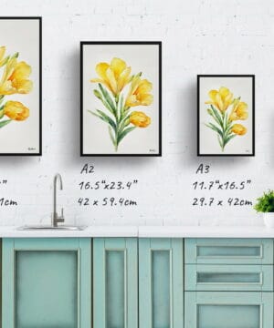 Cape-cowslip Watercolour Botanical Art Print - Freesia Minimalist Framed Plant Wall Art 21 Cape-cowslip Watercolour Botanical Art Print - Freesia Minimalist Framed Plant Wall Art - Image 8