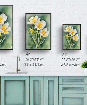 Cape-cowslip Watercolour Botanical Art Print - Freesia Framed Plant Wall Art 21 Cape-cowslip Watercolour Botanical Art Print - Freesia Framed Plant Wall Art - Image 8