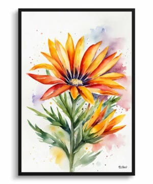 Gazania Watercolour Botanical Art Print - African Daily Treasure Flower Minimalist Framed Plant Wall Art 38 Gazania Watercolour Botanical Art Print - African Daily Treasure Flower Minimalist Framed Plant Wall Art - Image 15