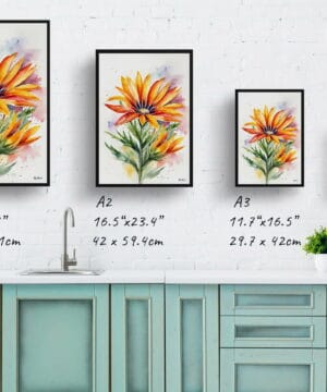 Gazania Watercolour Botanical Art Print - African Daily Treasure Flower Minimalist Framed Plant Wall Art 41 Gazania Watercolour Botanical Art Print - African Daily Treasure Flower Minimalist Framed Plant Wall Art - Image 18