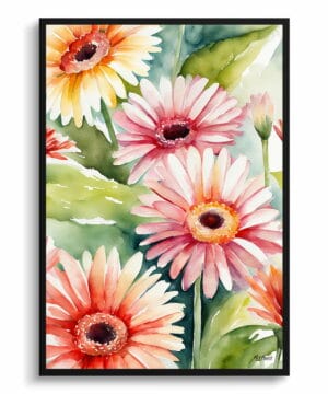 Jamesonii daisy Watercolour Botanical Art Print - Gerbera Framed Plant Wall Art 18 Jamesonii daisy Watercolour Botanical Art Print - Gerbera Framed Plant Wall Art - Image 5
