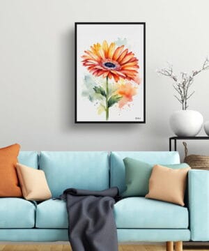 Jamesonii daisy Watercolour Botanical Art Print - Gerbera Minimalist Framed Plant Wall Art 19 Jamesonii daisy Watercolour Botanical Art Print - Gerbera Minimalist Framed Plant Wall Art - Image 6