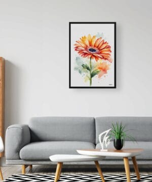 Jamesonii daisy Watercolour Botanical Art Print - Gerbera Minimalist Framed Plant Wall Art 20 Jamesonii daisy Watercolour Botanical Art Print - Gerbera Minimalist Framed Plant Wall Art - Image 7