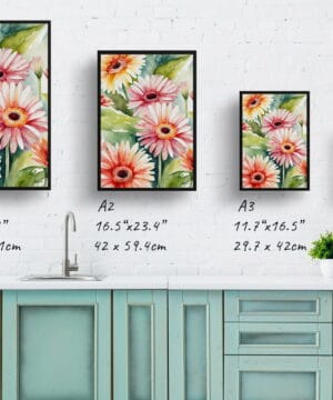Jamesonii daisy Watercolour Botanical Art Print - Gerbera Framed Plant Wall Art 21 Jamesonii daisy Watercolour Botanical Art Print - Gerbera Framed Plant Wall Art - Image 8