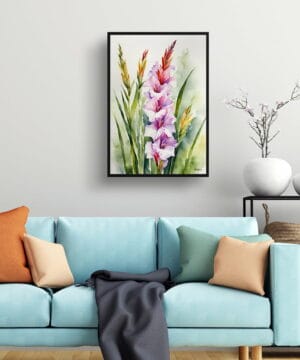 Sword Lily Watercolour Botanical Art Print - Gladiolus Communis Byzantinus Framed Plant Wall Art 23 Sword Lily Watercolour Botanical Art Print - Gladiolus Communis Byzantinus Framed Plant Wall Art - Image 10