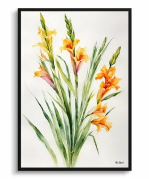 Sword Lily Watercolour Botanical Art Print - Gladiolus Communis Byzantinus Minimalist Framed Plant Wall Art 18 Sword Lily Watercolour Botanical Art Print - Gladiolus Communis Byzantinus Minimalist Framed Plant Wall Art - Image 5