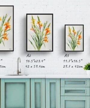 Sword Lily Watercolour Botanical Art Print - Gladiolus Communis Byzantinus Minimalist Framed Plant Wall Art 21 Sword Lily Watercolour Botanical Art Print - Gladiolus Communis Byzantinus Minimalist Framed Plant Wall Art - Image 8