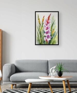 Sword Lily Watercolour Botanical Art Print - Gladiolus Communis Byzantinus Framed Plant Wall Art 24 Sword Lily Watercolour Botanical Art Print - Gladiolus Communis Byzantinus Framed Plant Wall Art - Image 11