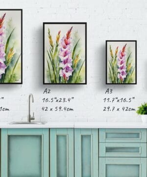 Sword Lily Watercolour Botanical Art Print - Gladiolus Communis Byzantinus Framed Plant Wall Art 21 Sword Lily Watercolour Botanical Art Print - Gladiolus Communis Byzantinus Framed Plant Wall Art - Image 8
