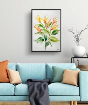 Honeysuckle Watercolour Botanical Art Print - Trumpet Flower Minimalist Framed Plant Wall Art 23 Honeysuckle Watercolour Botanical Art Print - Trumpet Flower Minimalist Framed Plant Wall Art - Image 10