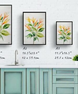 Honeysuckle Watercolour Botanical Art Print - Trumpet Flower Minimalist Framed Plant Wall Art 25 Honeysuckle Watercolour Botanical Art Print - Trumpet Flower Minimalist Framed Plant Wall Art - Image 12
