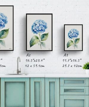 Hortensia Watercolour Botanical Art Print - Hydrangea Minimalist Framed Plant Wall Art 25 Hortensia Watercolour Botanical Art Print - Hydrangea Minimalist Framed Plant Wall Art - Image 12