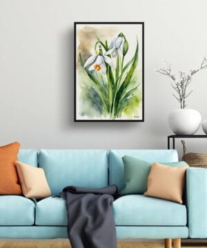 Giant Summer Snowflake Watercolour Botanical Art Print - Leucojum aestivum Framed Plant Wall Art 23 Giant Summer Snowflake Watercolour Botanical Art Print - Leucojum aestivum Framed Plant Wall Art - Image 10