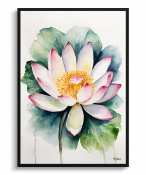 Lotus flower Watercolour Botanical Art Print - Sacred Minimalist Framed Plant Wall Art 18 Lotus flower Watercolour Botanical Art Print - Sacred Minimalist Framed Plant Wall Art - Image 5