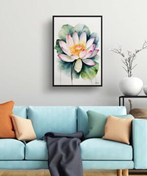 Lotus flower Watercolour Botanical Art Print - Sacred Minimalist Framed Plant Wall Art 19 Lotus flower Watercolour Botanical Art Print - Sacred Minimalist Framed Plant Wall Art - Image 6