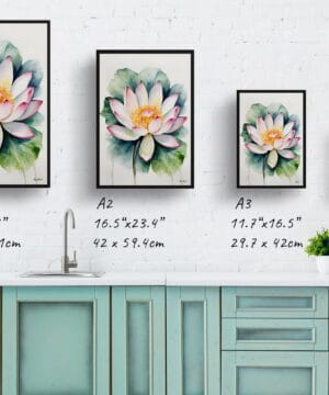 Lotus flower Watercolour Botanical Art Print - Sacred Minimalist Framed Plant Wall Art 21 Lotus flower Watercolour Botanical Art Print - Sacred Minimalist Framed Plant Wall Art - Image 8