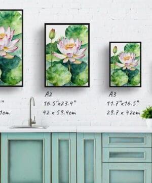 Lotus flower Watercolour Botanical Art Print - Sacred Framed Plant Wall Art 21 Lotus flower Watercolour Botanical Art Print - Sacred Framed Plant Wall Art - Image 8