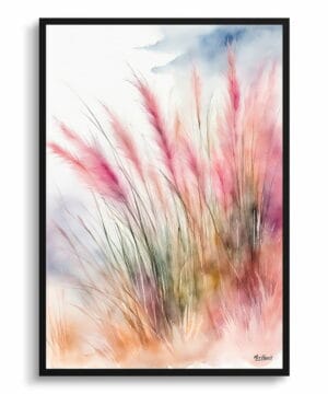 Hairawn Muhly Wash Watercolour Botanical Art Print - Muhlenbergia capillaris Framed Plant Wall Art - Image 5