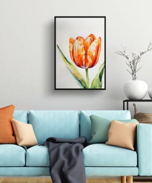 Orange tulip Watercolour Botanical Art Print - Tulipa Framed Plant Wall Art 19 Orange tulip Watercolour Botanical Art Print - Tulipa Framed Plant Wall Art - Image 6