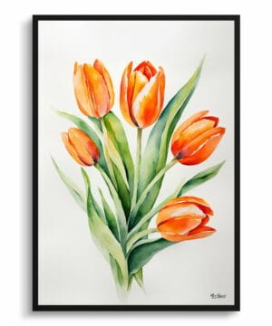 Orange tulip Watercolour Botanical Art Print - Minimalist Tulipa Framed Plant Wall Art 18 Orange tulip Watercolour Botanical Art Print - Minimalist Tulipa Framed Plant Wall Art - Image 5