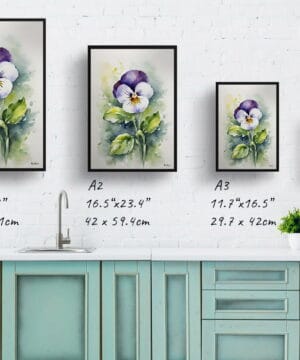 Pansy Heartsease Watercolour Botanical Art Print - Minimalist Viola Framed Plant Wall Art 21 Pansy Heartsease Watercolour Botanical Art Print - Minimalist Viola Framed Plant Wall Art - Image 8