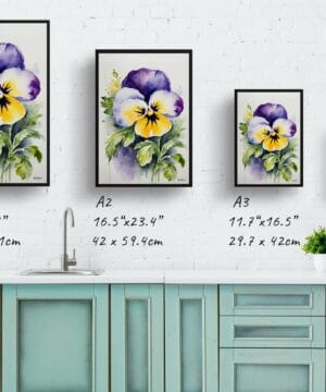 Pansy Heartsease Watercolour Botanical Art Print - Viola Framed Plant Wall Art 21 Pansy Heartsease Watercolour Botanical Art Print - Viola Framed Plant Wall Art - Image 8