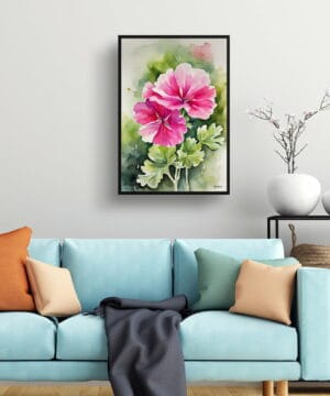 Pink Geranium Watercolour Botanical Art Print - Framed Plant Wall Art 23 Pink Geranium Watercolour Botanical Art Print - Framed Plant Wall Art - Image 10