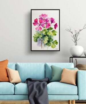 Pink Geranium Watercolour Botanical Art Print - Minimalist Framed Plant Wall Art 23 Pink Geranium Watercolour Botanical Art Print - Minimalist Framed Plant Wall Art - Image 10